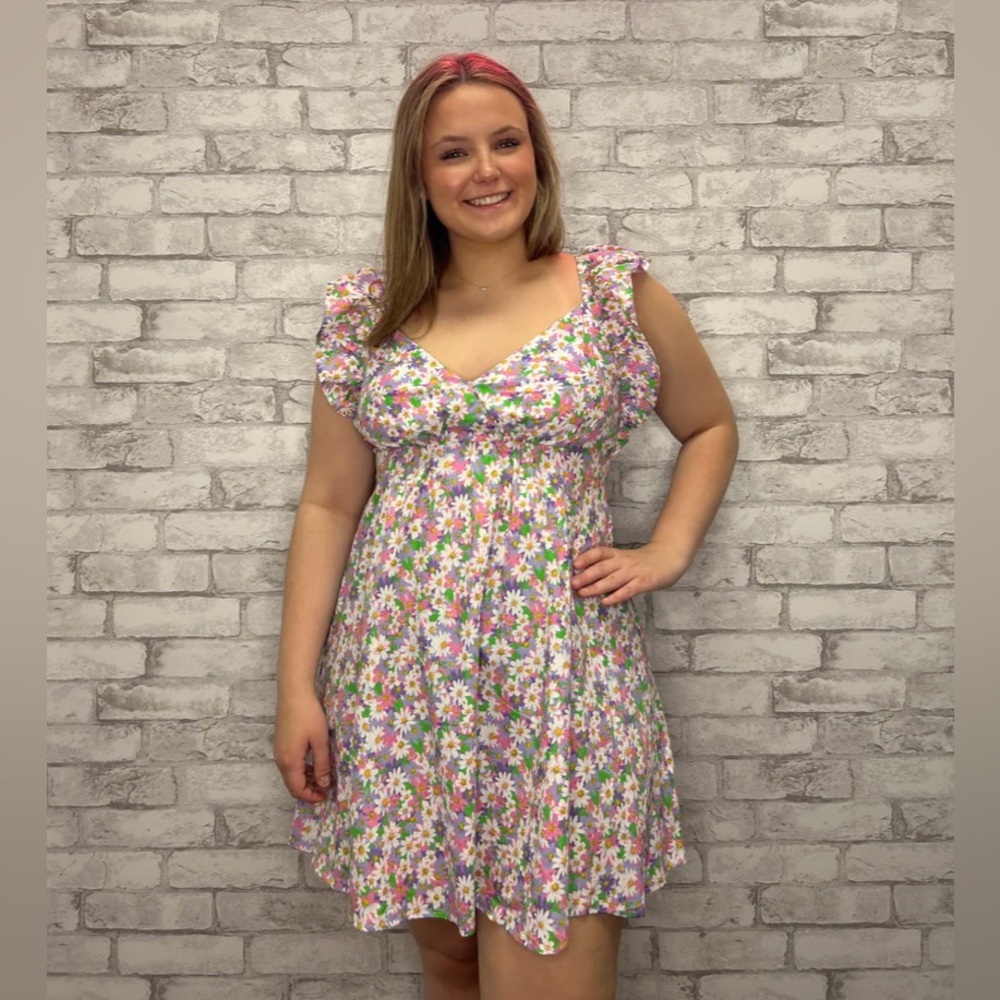 🌻UMGEE• Poplin Floral GardenSleeveless Criss Cross Back Dress🌸